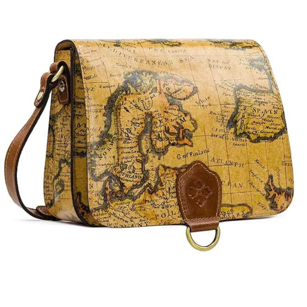 Patricia Nash Ilina Flap Crossbody Bag Vintage European Map